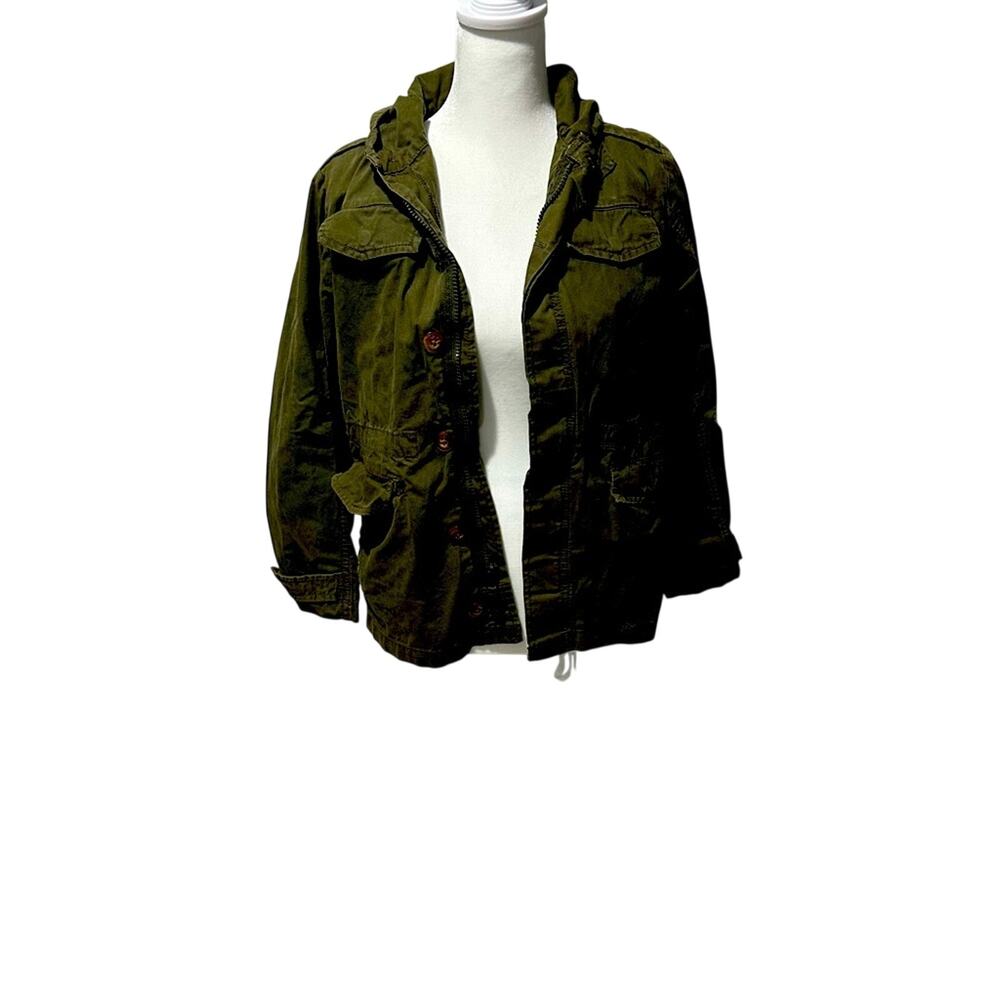 Girls Army Green Utility Jacket, Size Medium 10/12